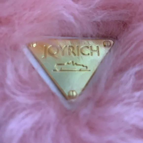 JOYRICH pink Faux fur fluffy zippered clutch, toiletries bag NWT w/golde… - Picture 1 of 13